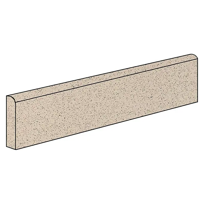 Sockelfliese Pompei - 10 x 30 cm, Sand, Matt - Bordstein aus hellem Steinmaterial mit abgerundeter Kante, ideal für Garten- und Landschaftsbau.\n