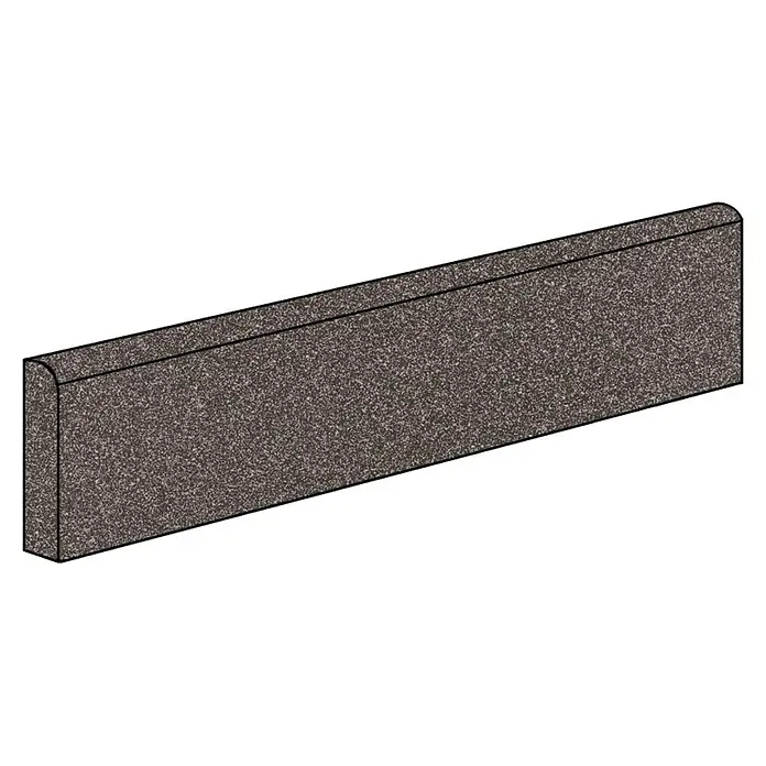 Sockelfliese Elba - 10 x 30 cm, Anthrazit, Matt - Betonbordstein für Garten- oder Landschaftsbau. Er ist grau und hat eine abgerundete Kante.
