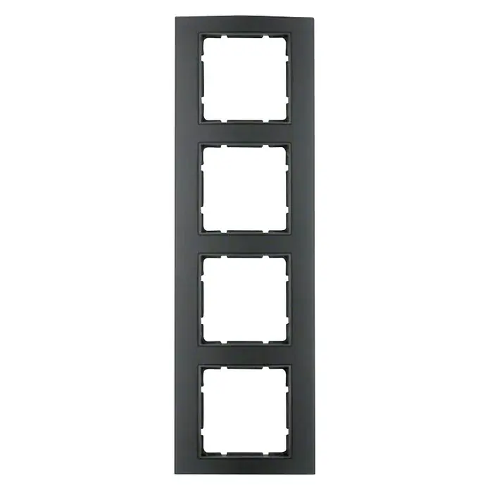 Berker B.3 Abdeckrahmen 10143005 - Schwarz/Anthrazit, 4-fach, Aluminium - Schalterrahmen für vier Module in Dunkelgrau. Ideal für die Installation von Schaltern und Steckdosen in modernem Design, robust und langlebig.