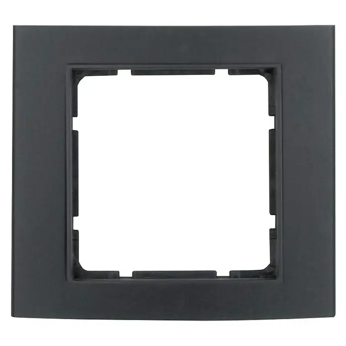 Berker B.3 Abdeckrahmen 10113005 - Schwarz/Anthrazit, 1-fach, Aluminium - Nahaufnahme einer anthrazitfarbenen Gira System 55 Abdeckung für Schalter und Steckdosen, die eine elegante und moderne Optik bietet.