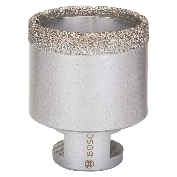 Bosch Broca diamantada para perforación en seco Dry Speed - Diámetro: 51 mm - Primer plano de una broca de diamante Bosch, ideal para taladrar materiales duros con precisión. Herramienta duradera para profesionales.