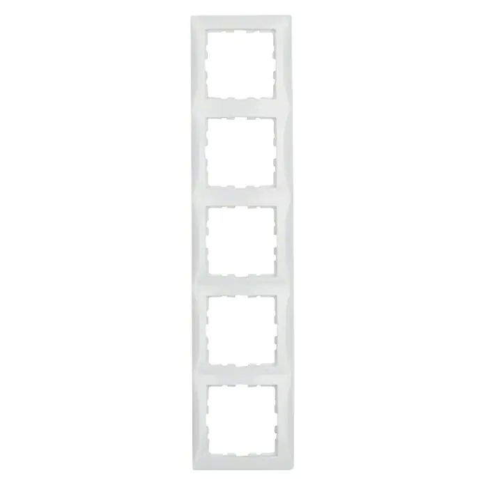 Berker S.1 Abdeckrahmen 10158989 - Polarweiß, 5-fach, Kunststoff - Weiße Mehrfachrahmenabdeckung für Schalter und Steckdosen, geeignet für die Installation von bis zu fünf Geräten, modernes Design.