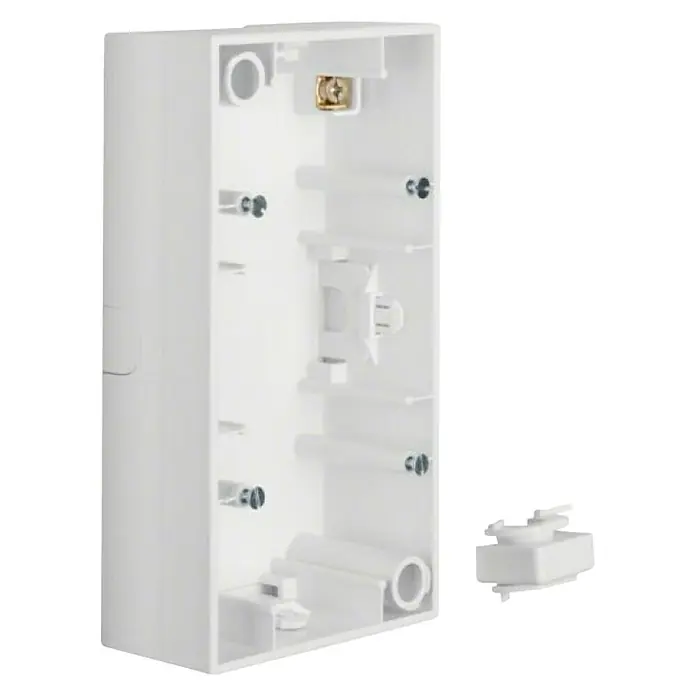 Berker S.1 Aufputzgehäuse 10428989 - Polarweiß, 2-fach, Kunststoff, Aufputzmontage - Leere Unterputzdose aus weißem Kunststoff, geeignet für Elektroinstallationen, zusammen mit einem Montagebauteil.