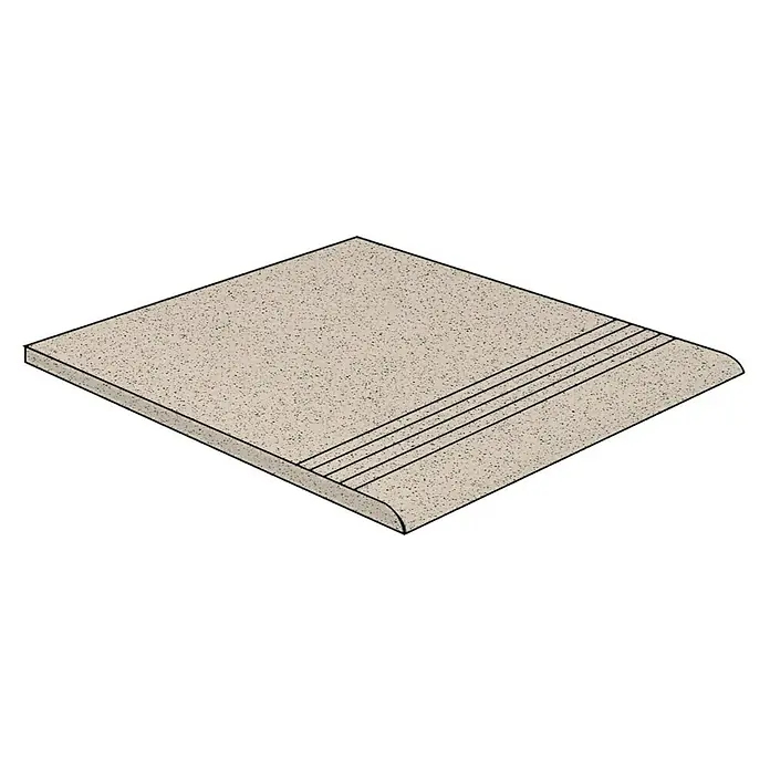Stufen- & Abdeckplatte Pompei - 30 x 30 cm, Sand, Matt - Nahaufnahme einer robusten, strukturierten Arbeitsplatte mit Rillen für zusätzliche Funktionalität und Haltbarkeit.