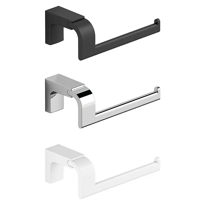Creabath Elegance Portarrollos papel higiénico - Sin tapa, Negro - Tres portarrollos de papel higiénico en negro, cromo y blanco. Diseño moderno para el baño con líneas limpias y materiales de alta calidad.