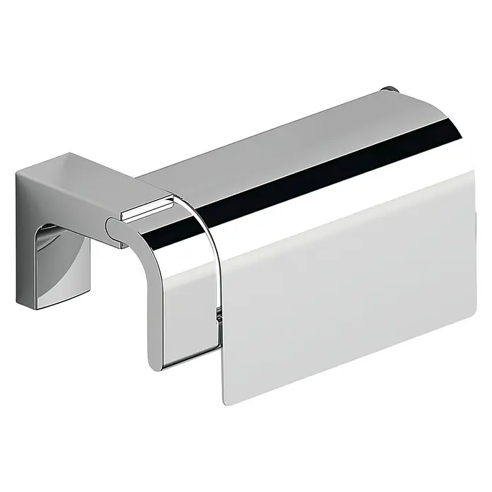 Creabath Elegance Portarrollos papel higiénico - Cromo - Portarrollos de papel higiénico cromado brillante con diseño minimalista, perfecto para baños modernos. El soporte ofrece una solución de almacenamiento elegante.
