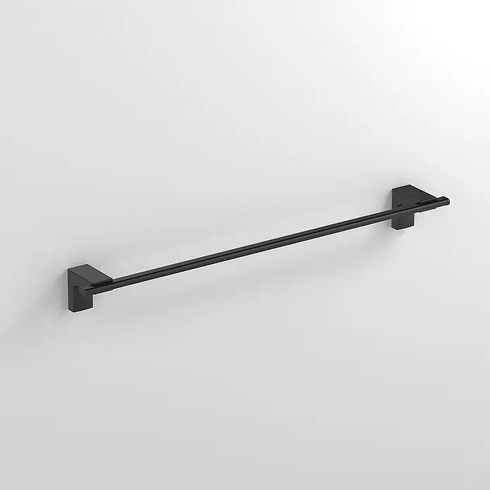 Creabath Elegance Toallero de barra - Largo: 51,1 cm, Negro - Toallero negro sobre una pared blanca. Un accesorio elegante y práctico para cualquier baño.