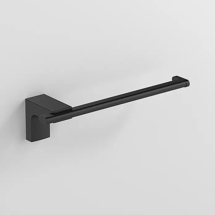 Creabath Elegance Toallero de barra abierto - Largo: 20,8 cm, Negro - Elegante toallero de pared en negro mate. Su diseño minimalista y el acabado de alta calidad lo convierten en un accesorio elegante para cualquier baño.