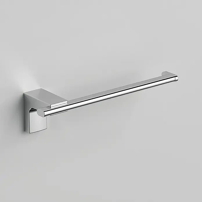 Creabath Elegance Toallero de barra abierto - Largo: 20,8 cm, Cromo - Toallero cromado montado en la pared. El diseño es moderno y minimalista.