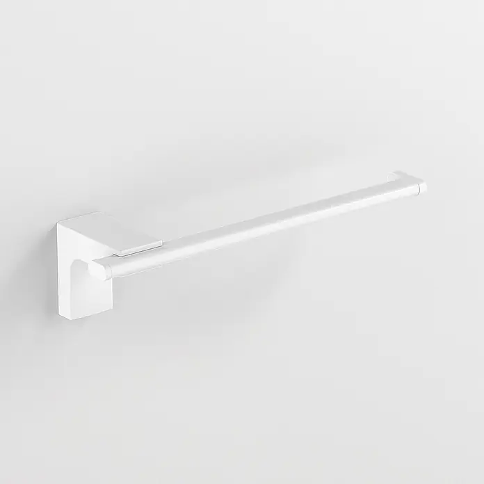 Creabath Elegance Toallero de barra abierto - Largo: 20,8 cm, Blanco - Un elegante y moderno toallero de pared blanco que combina funcionalidad con un diseño minimalista, perfecto para cualquier baño.