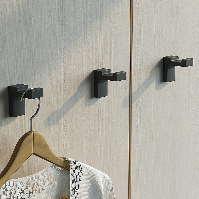 Creabath Elegance Colgador de baño (Número de ganchos: 1 ud., Negro, Satinado) | BAUHAUS