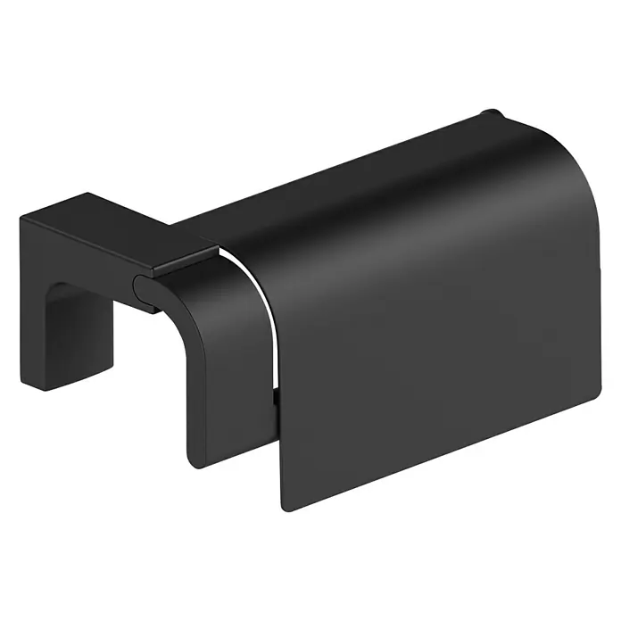 Creabath Elegance Portarrollos papel higiénico - Con tapa, Negro - Vista del producto de un protector de mesa negro. El diseño es moderno y minimalista, ideal para proteger superficies.