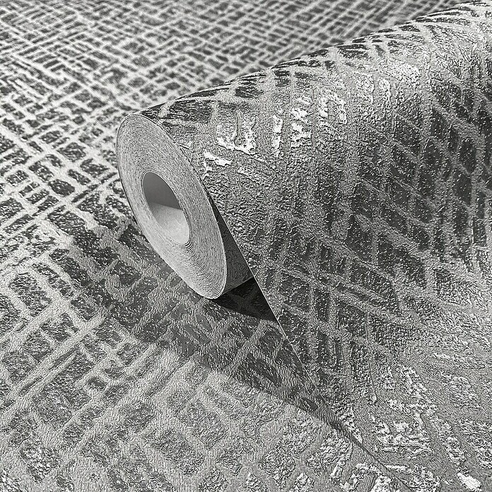 Marburg Papis Loveday Vliestapete Struktur II (Grau/Silber, Grafisch, 10,05 x 0,7 m) | BAUHAUS
