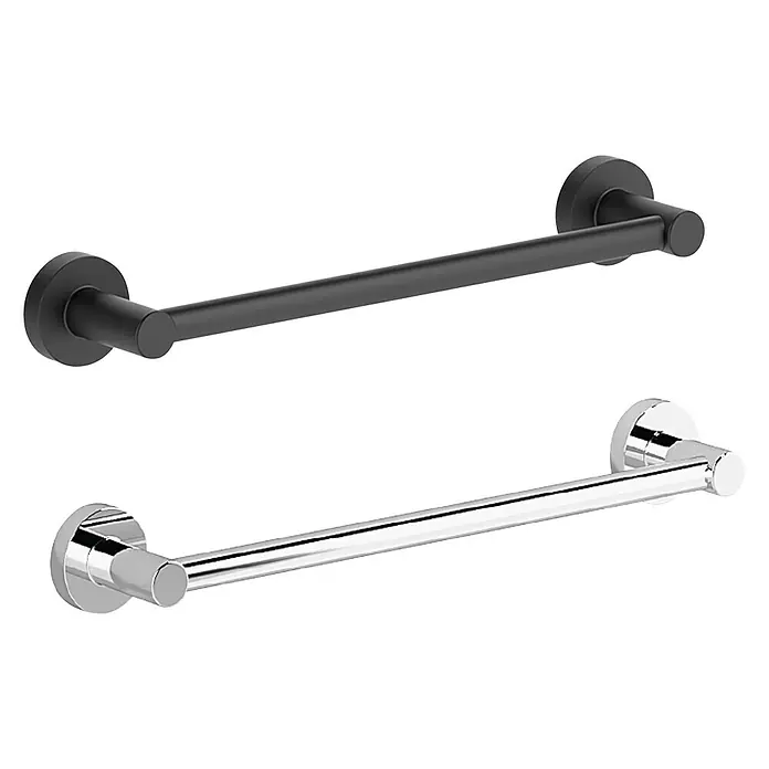 Creabath Cosmos Toallero de barra - Largo: 35 cm, Cromo - Dos barras de toalla en negro y cromo. Accesorios de baño robustos para montaje en pared, ideales para cualquier baño.