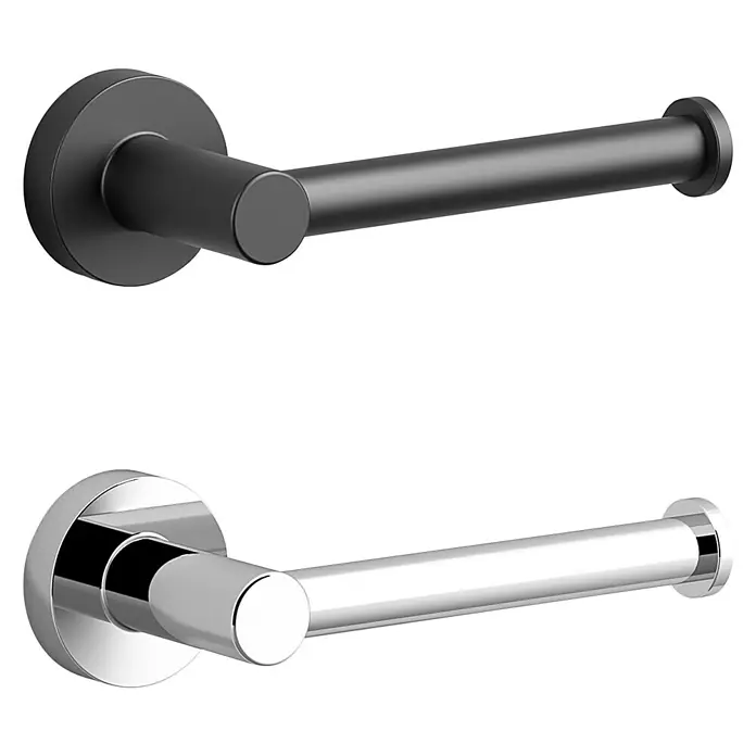 Creabath Cosmos Portarrollos papel higiénico - Sin tapa, Negro - Dos portarrollos de papel higiénico en negro y cromo. Accesorios de baño elegantes para un diseño moderno de baño.