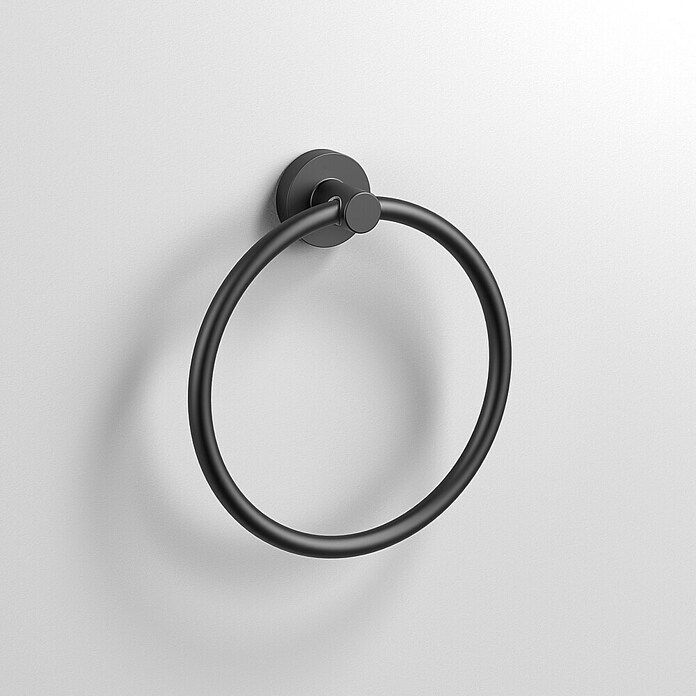 Creabath Cosmos Toallero de anilla (Negro, Satinado) | BAUHAUS