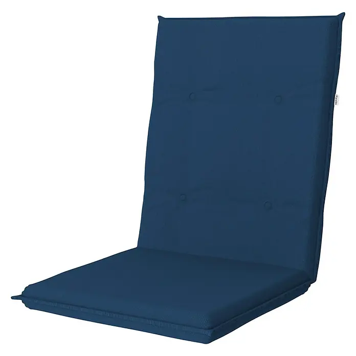 Doppler Gartenmöbel-Auflage Star - Mittellehner, Dunkelblau, L x B x H: 110 x 48 x 6 cm, Dralon - Blaues Stuhlkissen mit Knopfdetails für bequemen Sitzkomfort und stilvolle Akzente im Innenbereich.