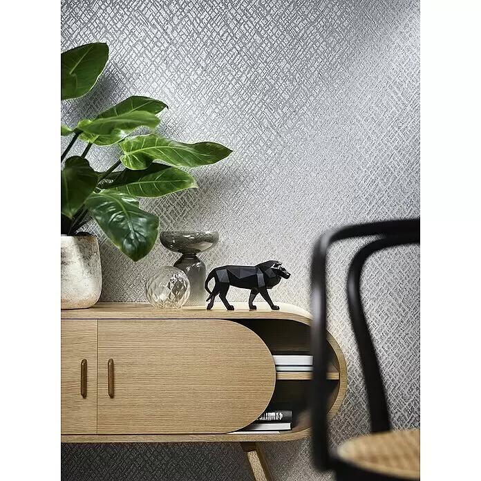 Marburg Papis Loveday Vliestapete Struktur II - Grau/Silber, Grafisch, 10,05 x 0,7 m - Stimmungsaufnahme