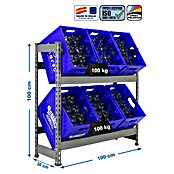 Simonrack Metall-Getränkekistenregal (L x B x H: 30 x 100 x 100 cm, Traglast: 100 kg/Boden, Geeignet für: 6 Kisten)