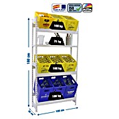 Simonrack Simonbottle Estantería para cajas de bebidas Shelf (Al x An x Pr: 180 x 100 x 30 cm, Número de baldas: 4 ud., Carga límite balda: 100 kg, Inserción, Blanco) | BAUHAUS