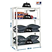 Simonrack Simonclassic Estantería metálica Advantage Mini (Al x An x Pr: 150 x 80 x 30 cm, Capacidad de carga por balda: 75 kg, Número de baldas: 4 ud., Atornillado, Blanco) | BAUHAUS