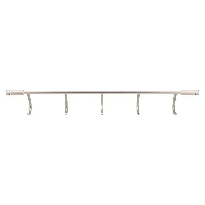 Siro Garderobenleiste - L x B x H: 360 x 56 x 36 mm, Anzahl Haken: 5 Stk. - Silberne Garderobenleiste mit fünf Haken zur Aufbewahrung von Jacken und Mänteln in Flur oder Schlafzimmer.
