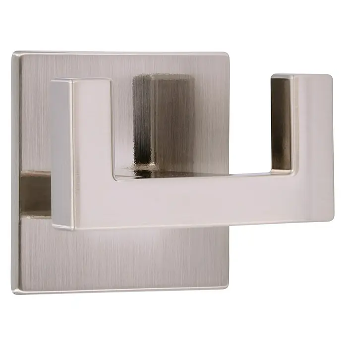 Siro Garderobenhaken 2331/ZN21KV1S - L x B x H: 60 x 50 x 38 mm, Anzahl Haken: 1 Stk., Vernickelt poliert - Nahaufnahme eines modernen, gebürsteten Nickel-Wandhakens mit quadratischer Basis zur stilvollen Aufbewahrung.
