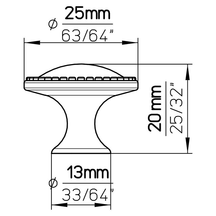 Siro Gumb za pohištvo  (Vrsta pohištvenega ročaja: Gumb, Ø x V: 25 x 20 mm, Jeklo, Medenina) | 1150 - Möbelknöpfe und Griffe | AAEB - Möbelbeschläge | AAE - Beschläge | AA - Eisenwaren | A - Eisenwaren | BAUHAUS
