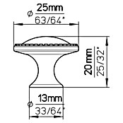 Siro Gumb za pohištvo  (Vrsta pohištvenega ročaja: Gumb, Ø x V: 25 x 20 mm, Jeklo, Medenina) | 1150 - Möbelknöpfe und Griffe | AAEB - Möbelbeschläge | AAE - Beschläge | AA - Eisenwaren | A - Eisenwaren | BAUHAUS