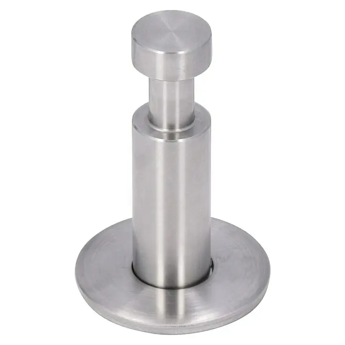 Siro GarderobenhakenL x B x H: 35 x 35 x 52 mm, Anzahl Haken: 1 Stk. - Edelstahl Türstopper mit runder Basis und zylindrischem Design, robust und stilvoll für moderne Innenräume.