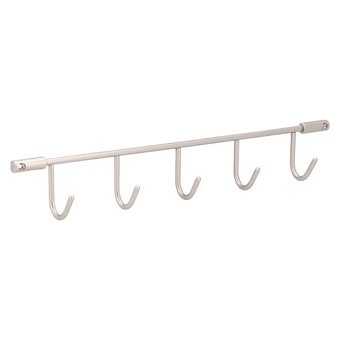 Siro Garderobenleiste - L x B x H: 360 x 56 x 36 mm, Anzahl Haken: 5 Stk. - Wandhakenleiste aus Metall mit sechs Haken zum Aufhängen von Gegenständen. Praktische Küchen- und Badaccessoire.