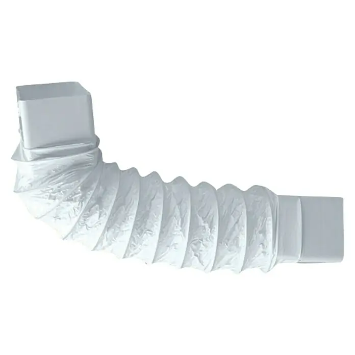 Codo flexible rectangular Tubpla Flex - Diámetro: 125 mm - Conducto de aire flexible blanco con conectores rectangulares para sistemas de aire acondicionado y ventilación.