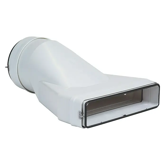 Empalme para tubo mixto Tubpla Pure - 125 mm, Blanco - Transición de conducto rectangular blanca para sistemas de ventilación, ideal para una distribución eficiente del aire.
