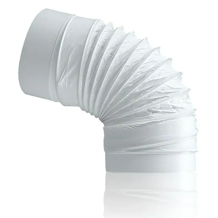 Codo flexible redondo Tubpla Flex - Diámetro: 125 mm - Conducto flexible acodado de plástico blanco para ventilación o extracción, ideal para diversas aplicaciones.