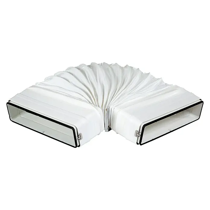 Codo flexible rectangular Tubpla Pure - Diámetro: 100 mm - Conducto de escape de plástico en ángulo con sección central flexible para sistemas de ventilación y aire acondicionado.