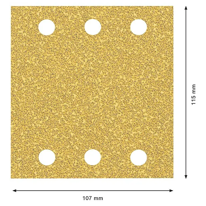 Bosch Expert Schleifblätter C470 - Körnung: 40, 115 x 107 mm, 10 Stk. - Schleifpapier mit sechs Löchern und Abmessungen von 107 mm x 115 mm für Schleifarbeiten.