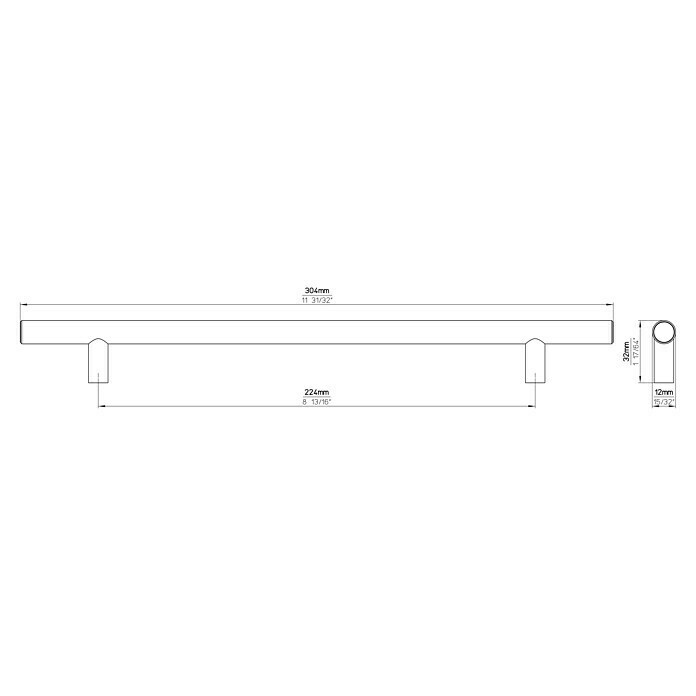 Siro Möbelgriff (Typ Möbelgriff: Stange, Stahl, Länge: 304 mm) | BAUHAUS