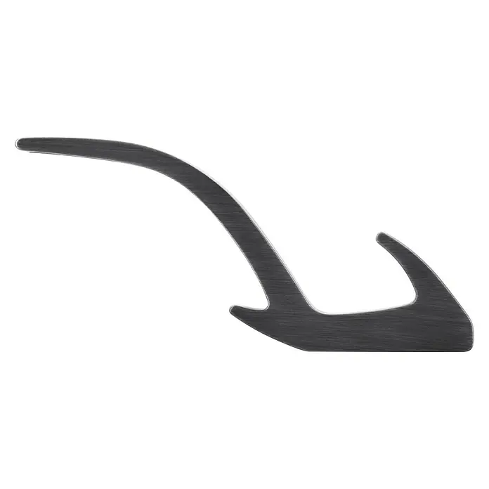 Siro Garderobenhaken 2432/ZN75 - L x B x H: 150 x 15 x 71 mm, Anzahl Haken: 1 Stk., Eisen antik, Metall - Abgebildet ist ein Dichtungsprofil aus grauem Gummi. Es ist gebogen und hat eine Lippe für eine dichte Abdichtung.