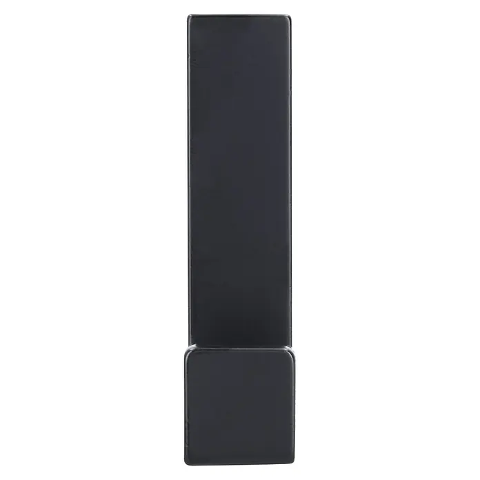 Siro Garderobenhaken - L x B x H: 15 x 61 x 40 mm, Anzahl Haken: 1 Stk., Schwarz - Schlanker, schwarzer, rechteckiger Gegenstand mit glänzender Oberfläche, ideal für modernes Design oder als technisches Zubehör.
