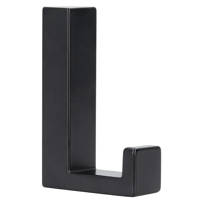 Siro Garderobenhaken - L x B x H: 15 x 61 x 40 mm, Anzahl Haken: 1 Stk., Schwarz - Ein moderner, schwarzer Wandhaken aus Metall. Ideal für Bad oder Garderobe, um Handtücher oder Jacken aufzuhängen.