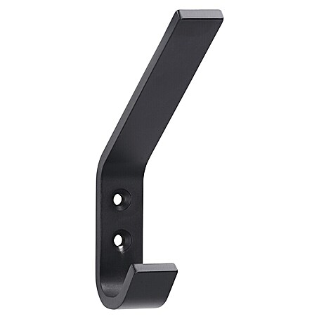 Siro Garderobenhaken (L x B x H: 19 x 120 x 75 mm, Anzahl Haken: 1 Stk., Schwarz, Aluminium)