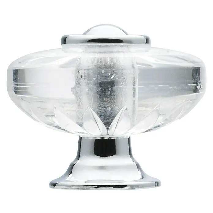 Siro Möbelknopf - Typ Möbelgriff: Knopf, Kunststoff, Sonstige, Durchmesser: 38 mm, Silber/Farblos - Eleganter Möbelknopf aus transparentem Glas mit Chromakzenten. Perfekt für Schubladen und Schränke, verleiht er jedem Raum einen Hauch von Klasse.