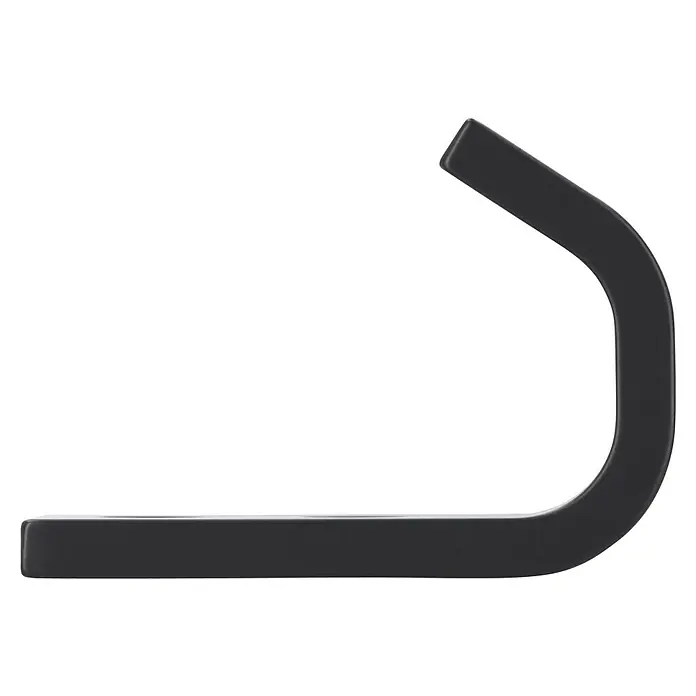 Siro Garderobenhaken - L x B x H: 19 x 54 x 37 mm, Anzahl Haken: 1 Stk., Aluminium - Nahaufnahme einer eleganten, mattschwarzen Kopfhörerhalterung, die modernes Design und Funktionalität vereint. Ideal, um Kopfhörer stilvoll aufzubewahren.