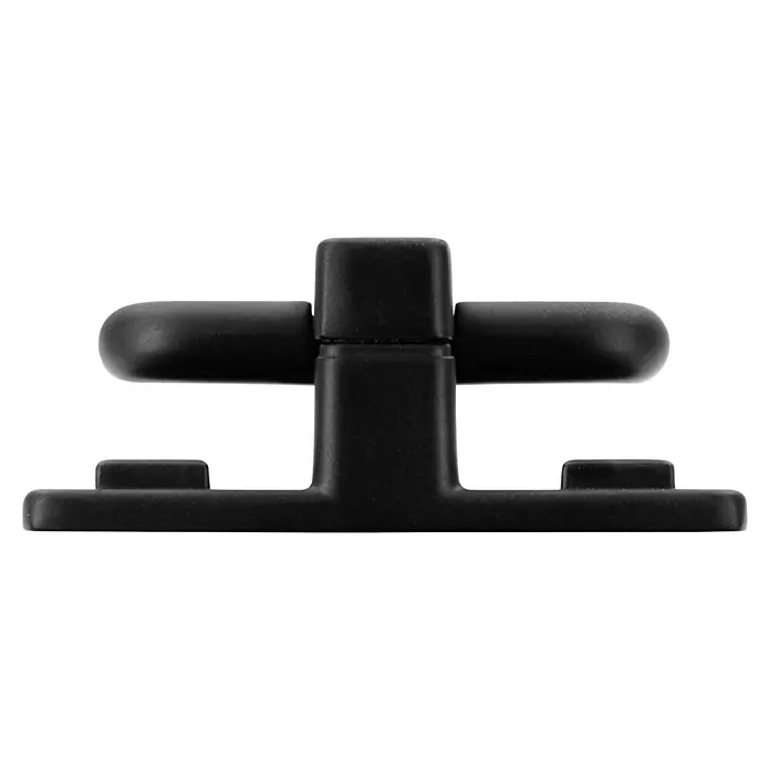 Siro Türklopfer - L x B x H: 51 x 50 x 20 mm, Stahl - Schwarzer Kunststoffverbinder mit kreuzförmigem Design, ideal für diverse Anwendungen.