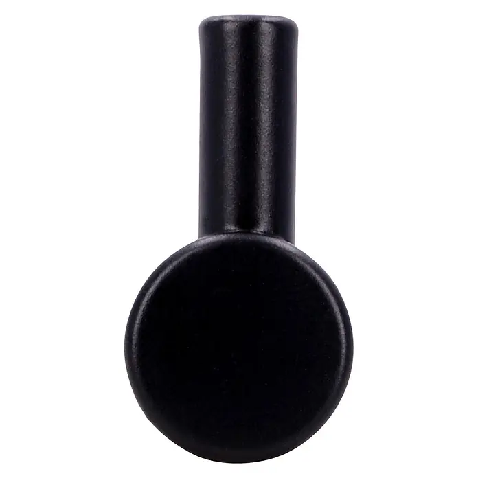 Siro Garderobenhaken - L x B x H: 40 x 14 x 28 mm, Schwarz - Schwarzer Drehknopf mit rundem Griff und zylindrischem Hals. Ideal für präzise Einstellungen und einfache Bedienung.