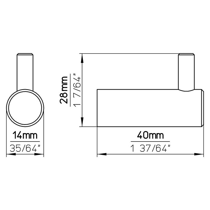 Siro Garderobenhaken (L x B x H: 40 x 14 x 28 mm, Schwarz) | BAUHAUS