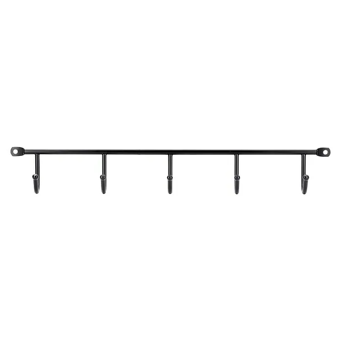 Siro Garderobenleiste 2081-350 - L x B x H: 350 x 53 x 32 mm, Anzahl Haken: 5 Stk. - Eine silberne Kleiderstange mit mehreren Haken zum Aufhängen von Kleidung oder Accessoires. Praktische Aufbewahrungslösung.