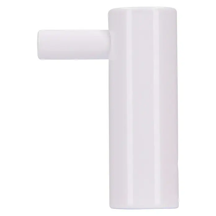 Siro Garderobenhaken - L x B x H: 40 x 14 x 28 mm, Weiß - Nahaufnahme eines weißen, glänzenden Türgriffs mit einem hervorstehenden zylindrischen Griff.