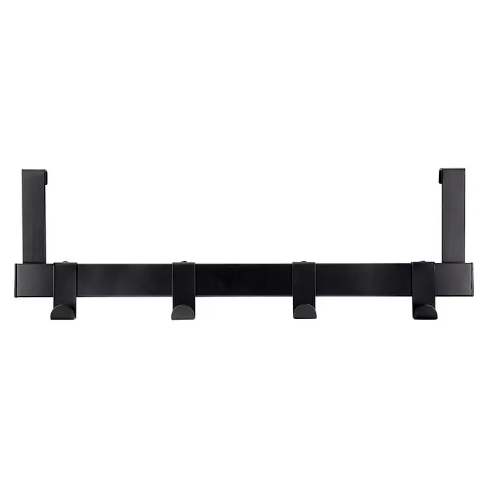 Siro Türgarderobe - L x B x H: 404 x 56 x 136 mm, Anzahl Haken: 4 Stk. - Ein schwarzer Türhänger mit vier Haken. Der Kleiderbügel bietet zusätzlichen Stauraum und ist eine großartige Möglichkeit, Jacken und Handtücher aufzuhängen.