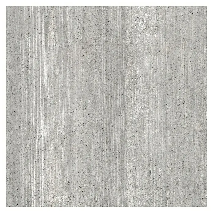 Feinsteinzeugfliese Berlin Grey - 59,7 x 59,7 cm, Grau, Matt - Nahaufnahme einer grauen, strukturierten Betonfliese mit feinen Linien und einer matten Oberfläche, die ein modernes Aussehen verleiht.